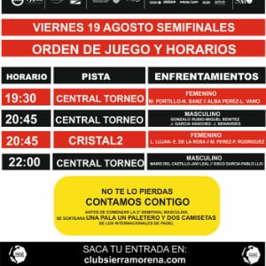 Horarios Internacionales de Padel Ciudad de Córdoba. Trofeo CajaSur